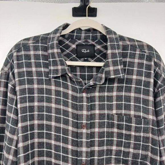 Rails LENNOX Plaid Brushed Flannel Button Down Shirt Size XXL Charcoal Gray - Picture 5 of 14